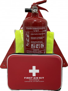 Сертифициран авариен комплект за МПС с 2кг пожарогасител