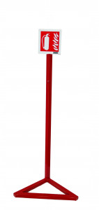 Стойка за пожарогасител стояща за 6-9-5 червенa единична със знак ПГ