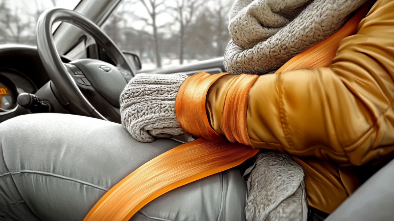 Опасности при шофиране с дебело яке през зимата