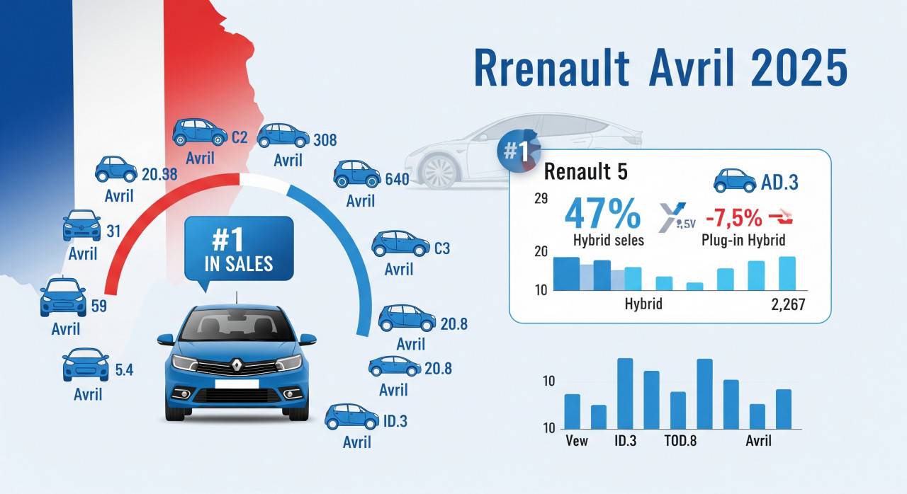 Продажбите във Франция през април 2025 г.: Renault 5 на върха, Tesla извън Топ 10