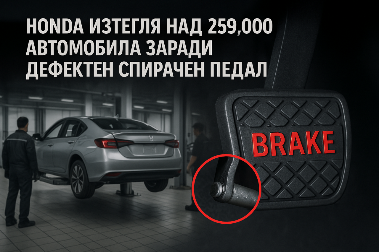 Honda изтегля 259 033 автомобила в САЩ поради проблем с педала на спирачката