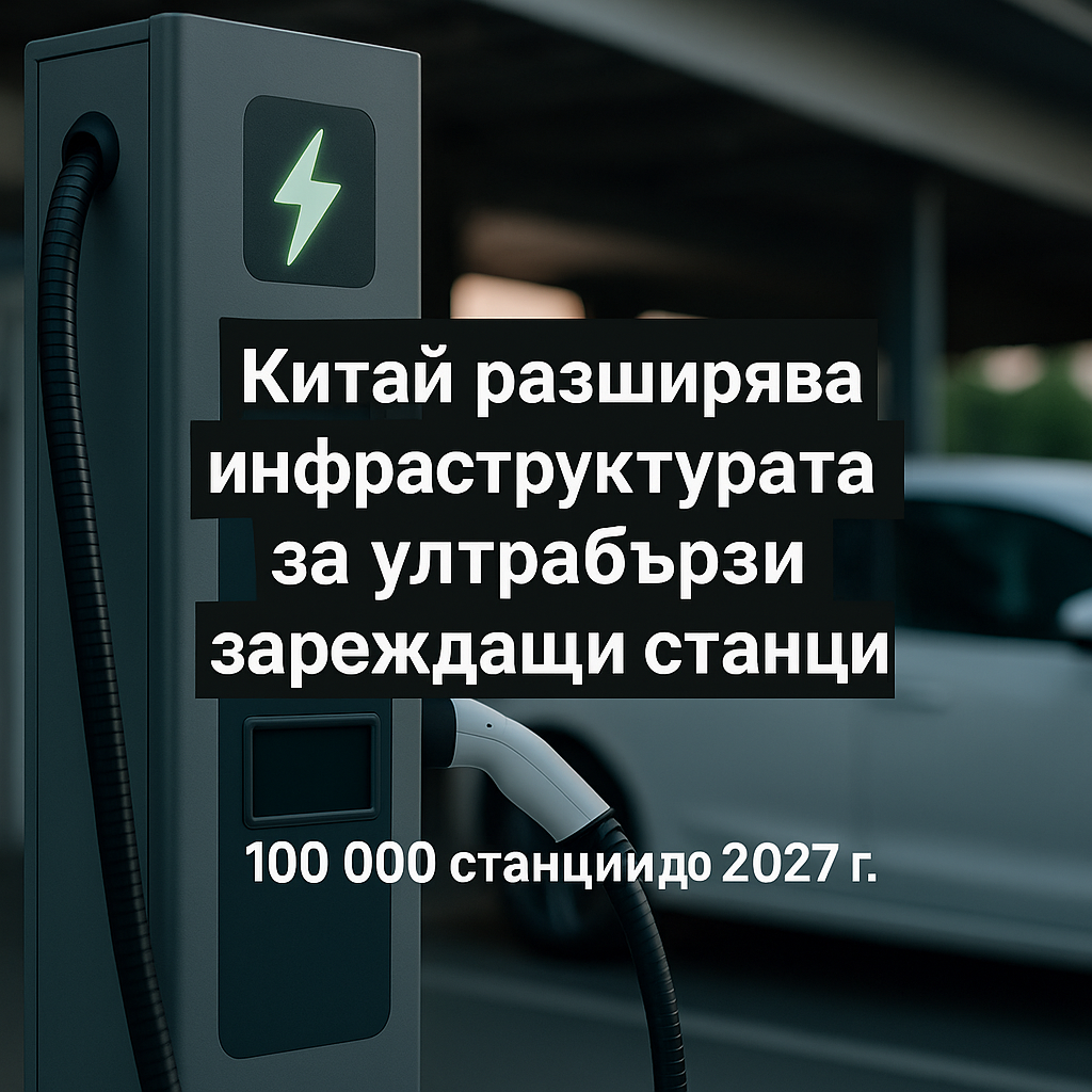 Китай увеличава мрежата си за зарядни станции с мощност от 1000 kW