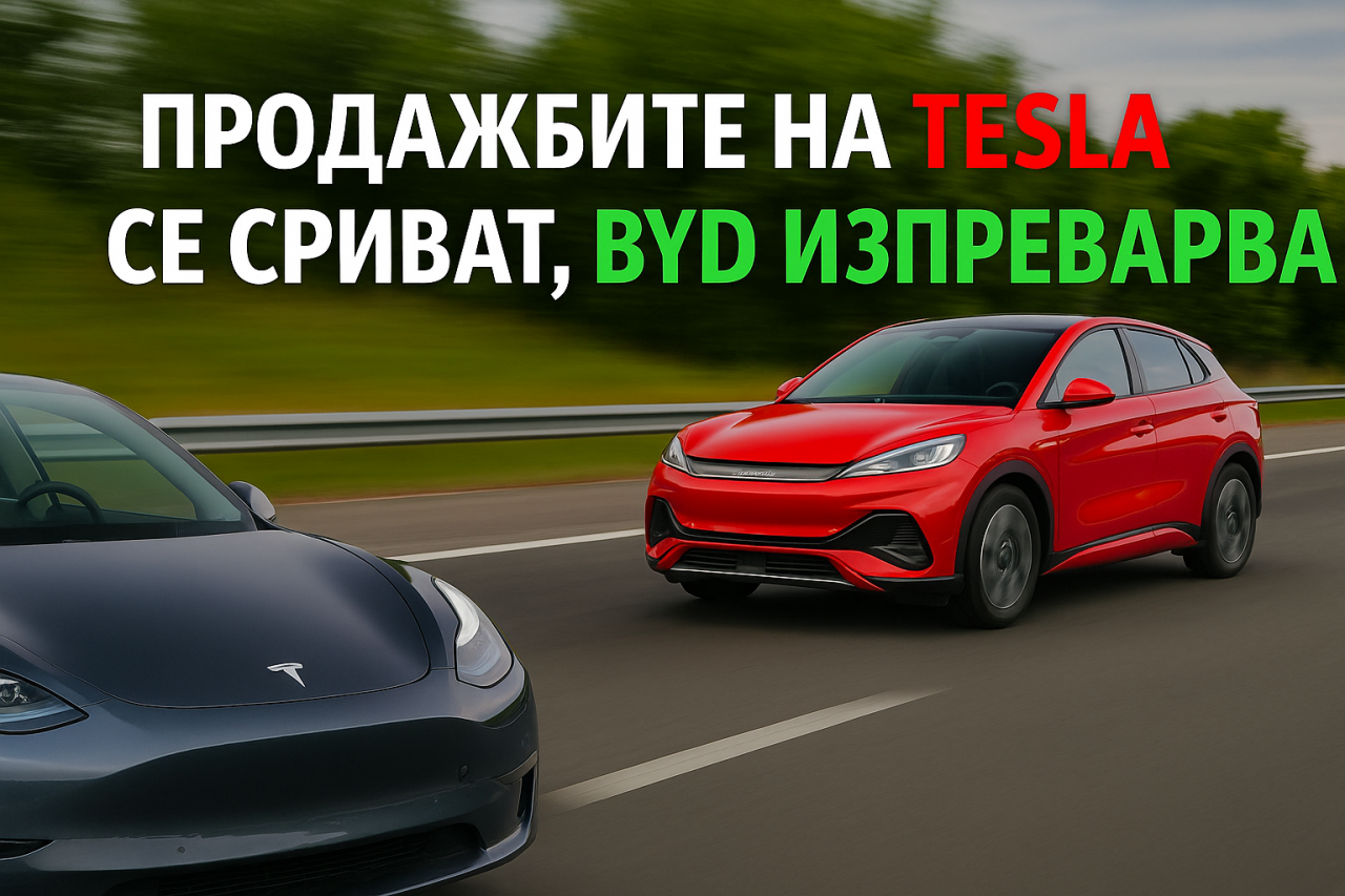 Продажбите на Tesla в Европа се сриват, докато BYD ускорява