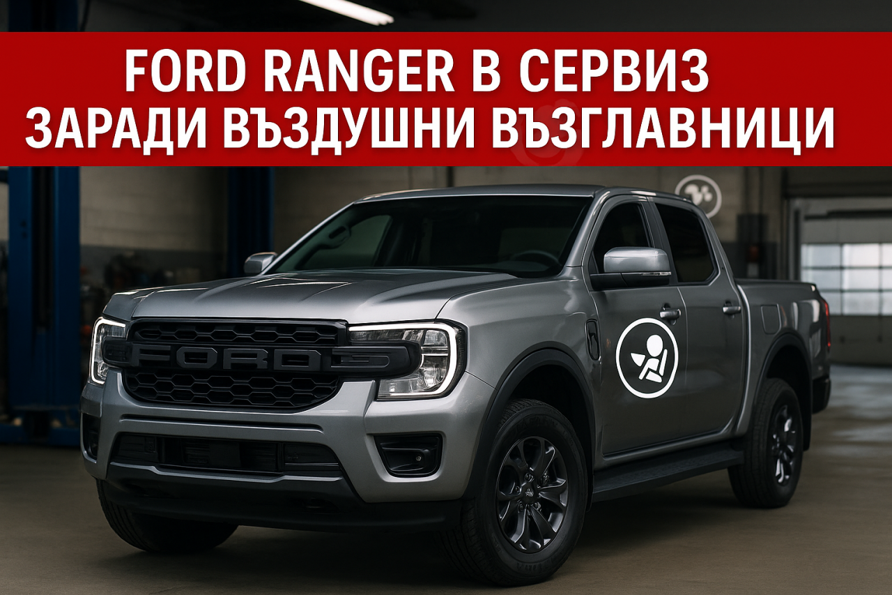 Ford изтегля пикапите Ranger 2024–2026 заради дефект в страничните въздушни възглавници