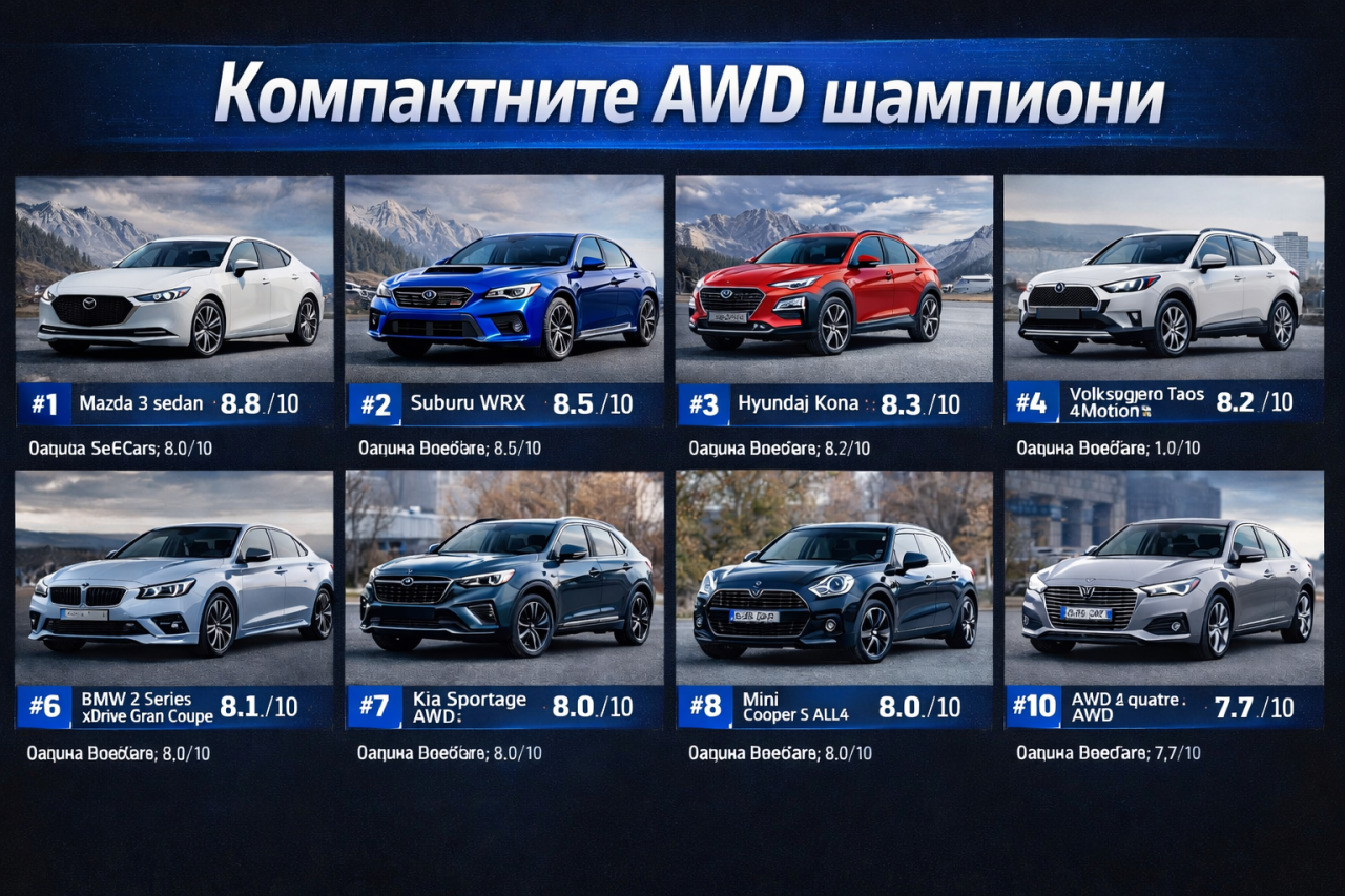 Десетте най-добри компактни автомобила с AWD според iSeeCars