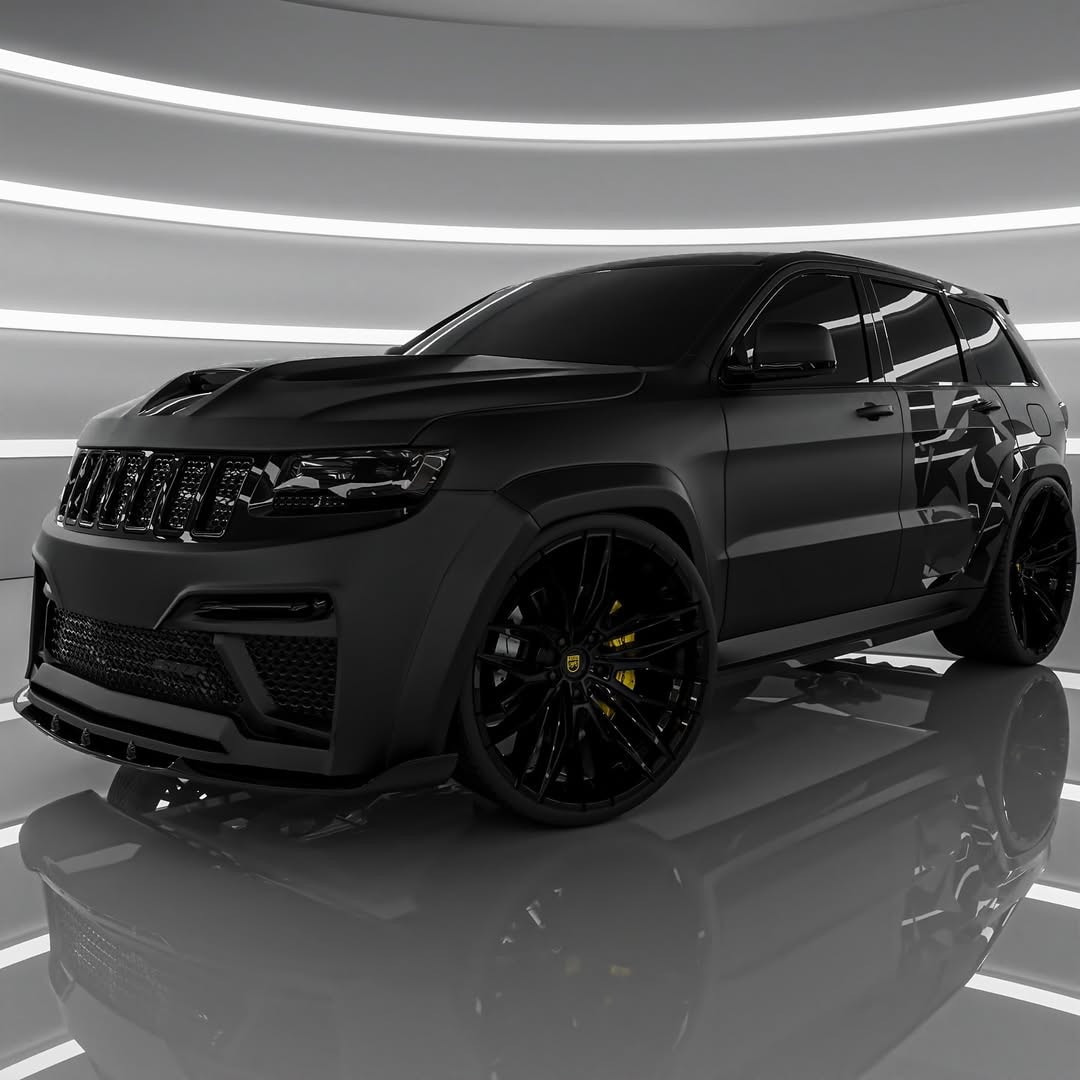 Виртуално модифицираният Jeep Grand Cherokee Trackhawk е по-тъмен от самата нощ