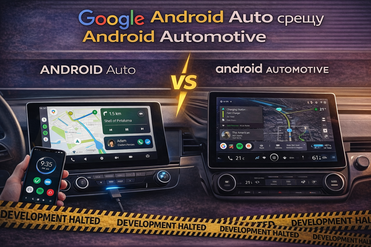 Android Auto срещу Android Automotive: как Google атакува CarPlay в автомобила