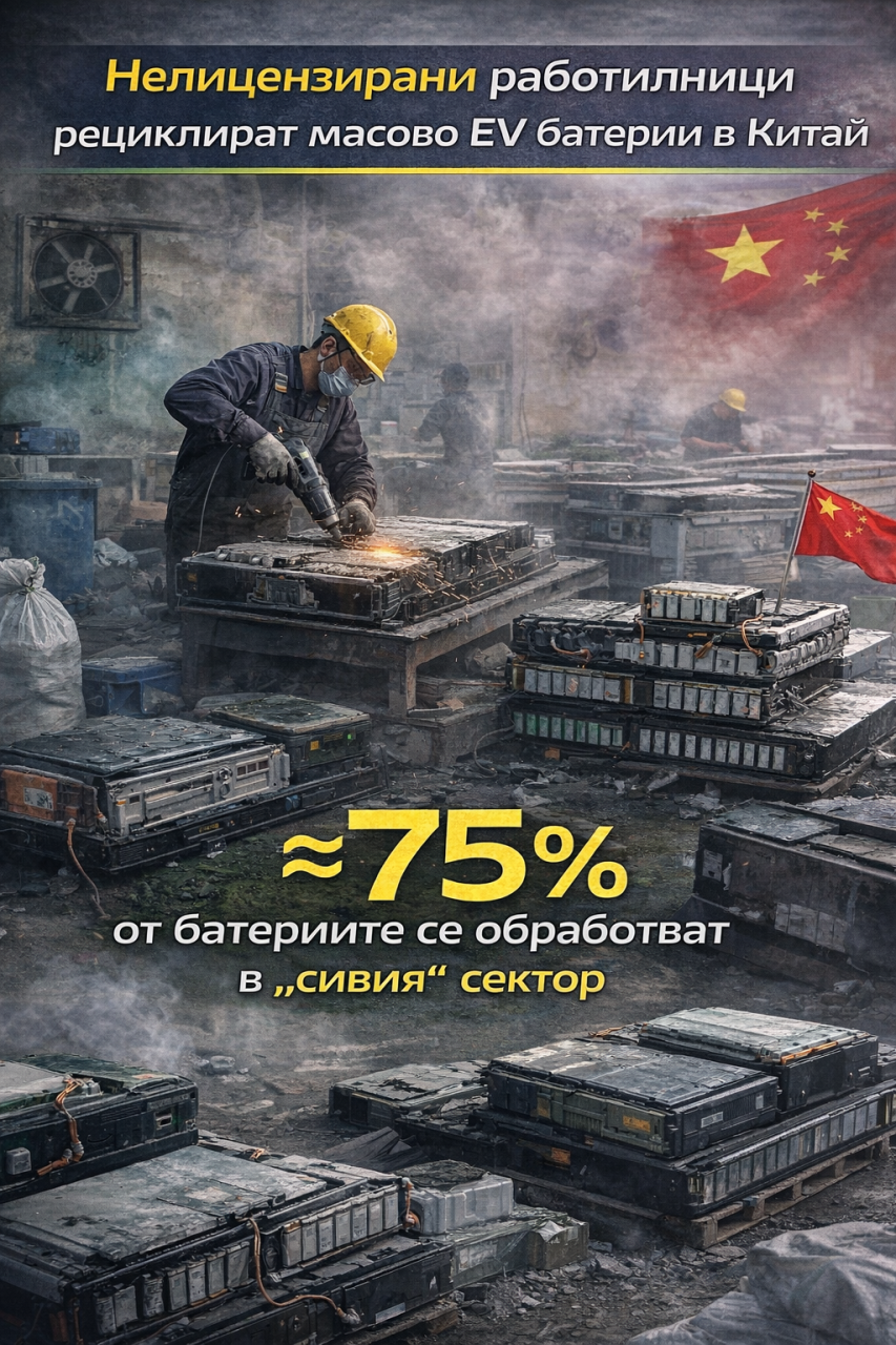 Нелицензирани работилници доминират рециклирането на EV батерии в Китай и носят рискове