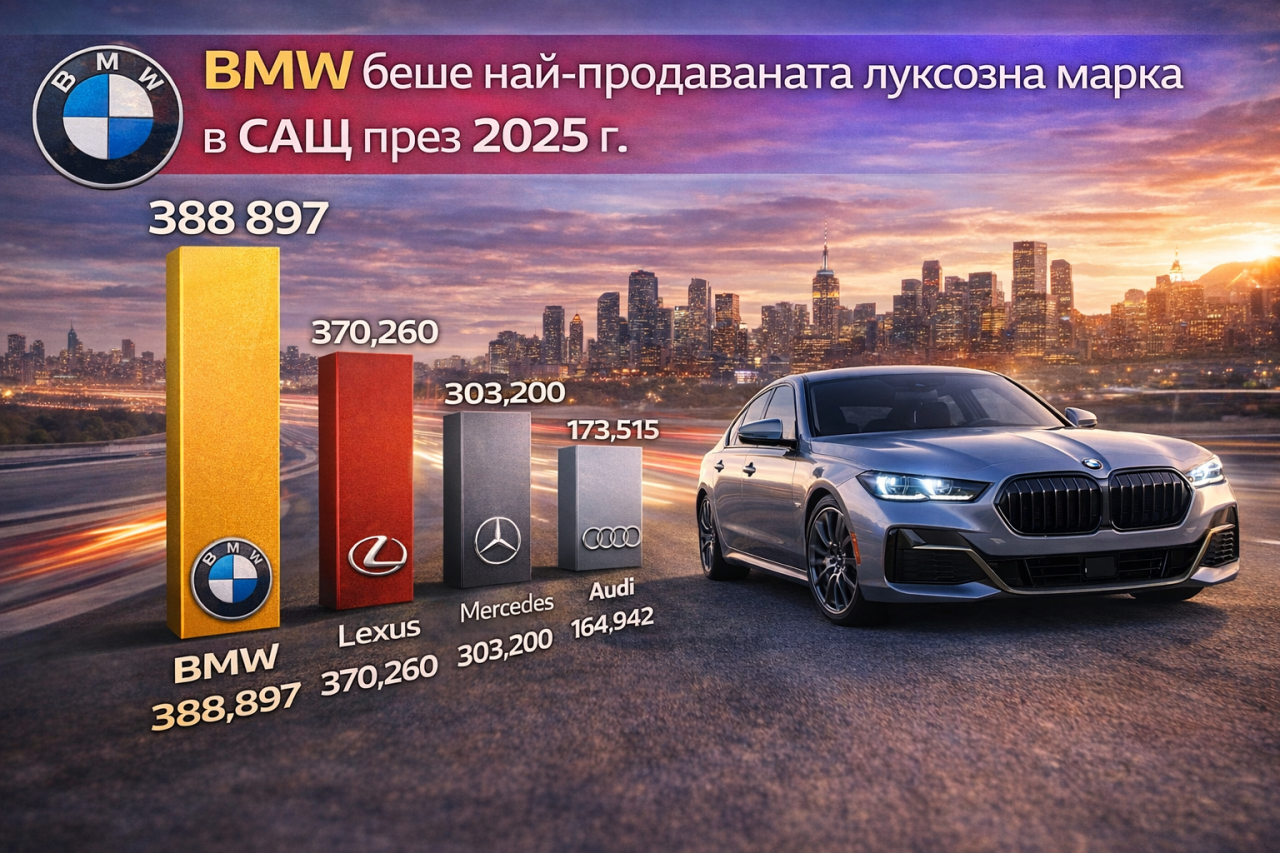 BMW оглави продажбите на луксозни марки в САЩ през 2025 г.