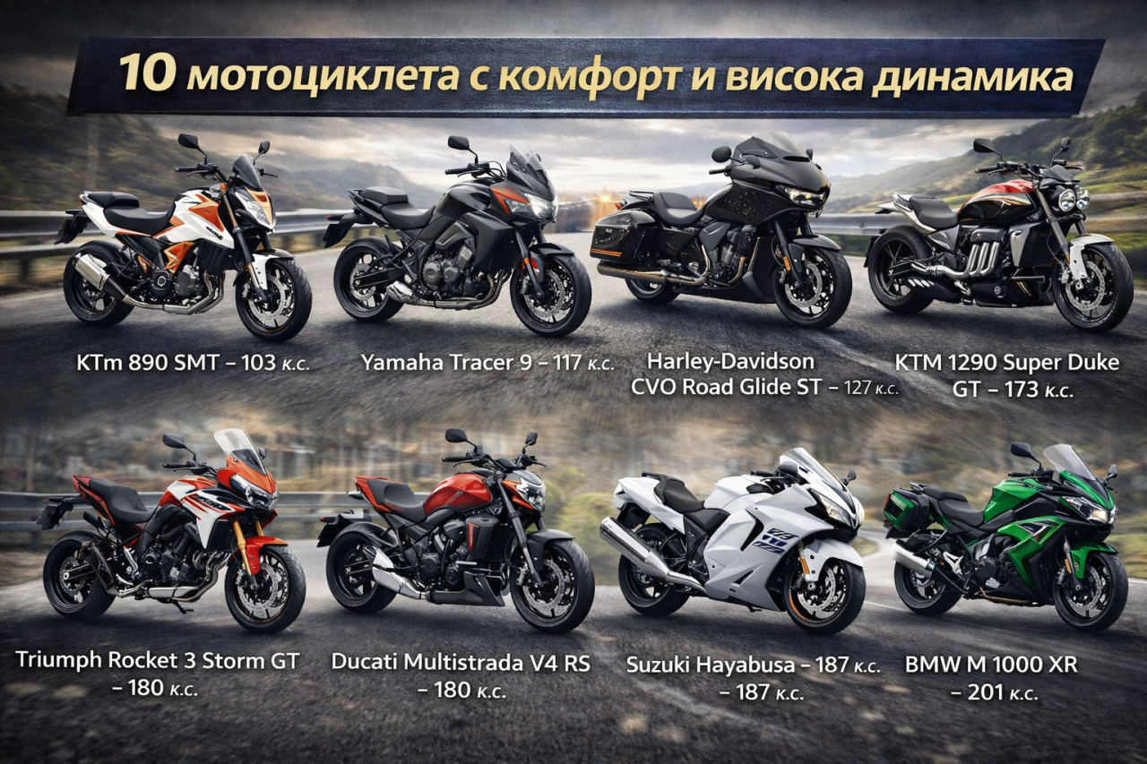 10 комфортно бързи мотоциклета за ездачи, които не правят компромиси