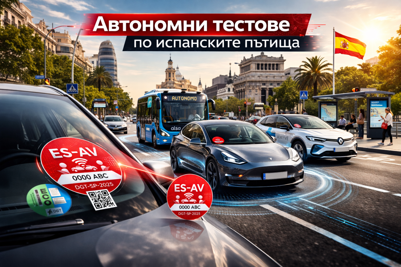 Новият червен стикер ES‑AV на DGT обозначава автономни автомобили в тестове