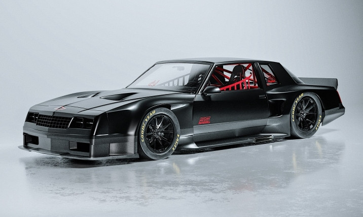 1987 Chevrolet Monte Carlo SS е преработен дигитално като „улично легален“ GT3 трибют към Dale Earnhardt
