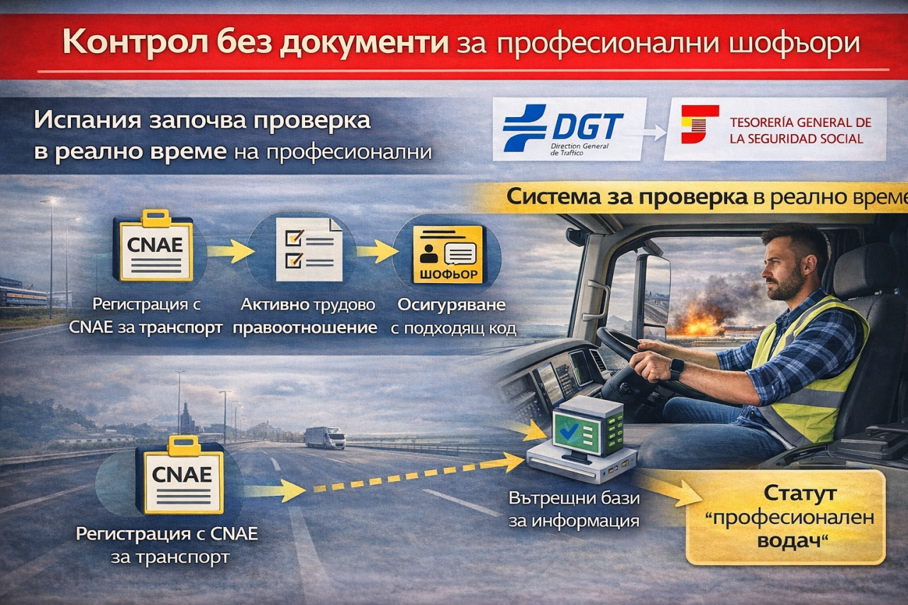 ИСПАНИЯ: DGT и Социалното осигуряване въвеждат проверка в реално време за професионални шофьори