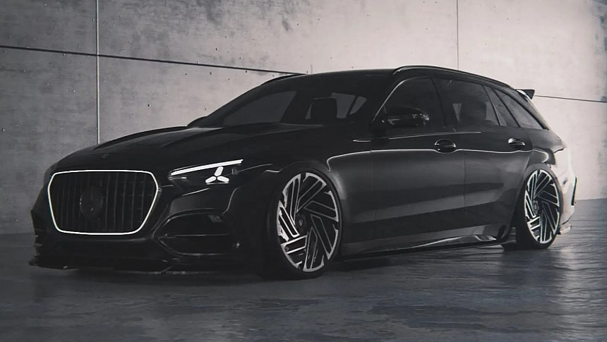 Mercedes-Benz C-Class Touring 2027 става зловещо черно комби в CGI рендър