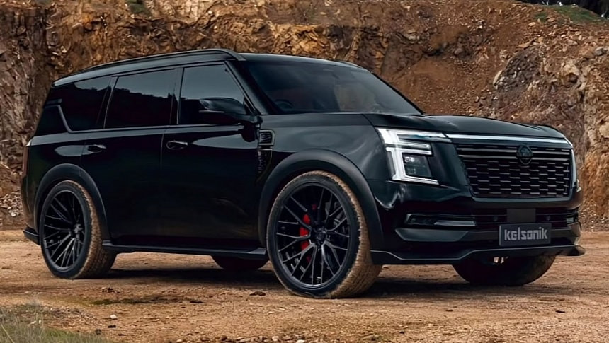Nissan Armada Y63 получава мрачен CGI пакет: „Shadow Line“ преобразява американския гигант