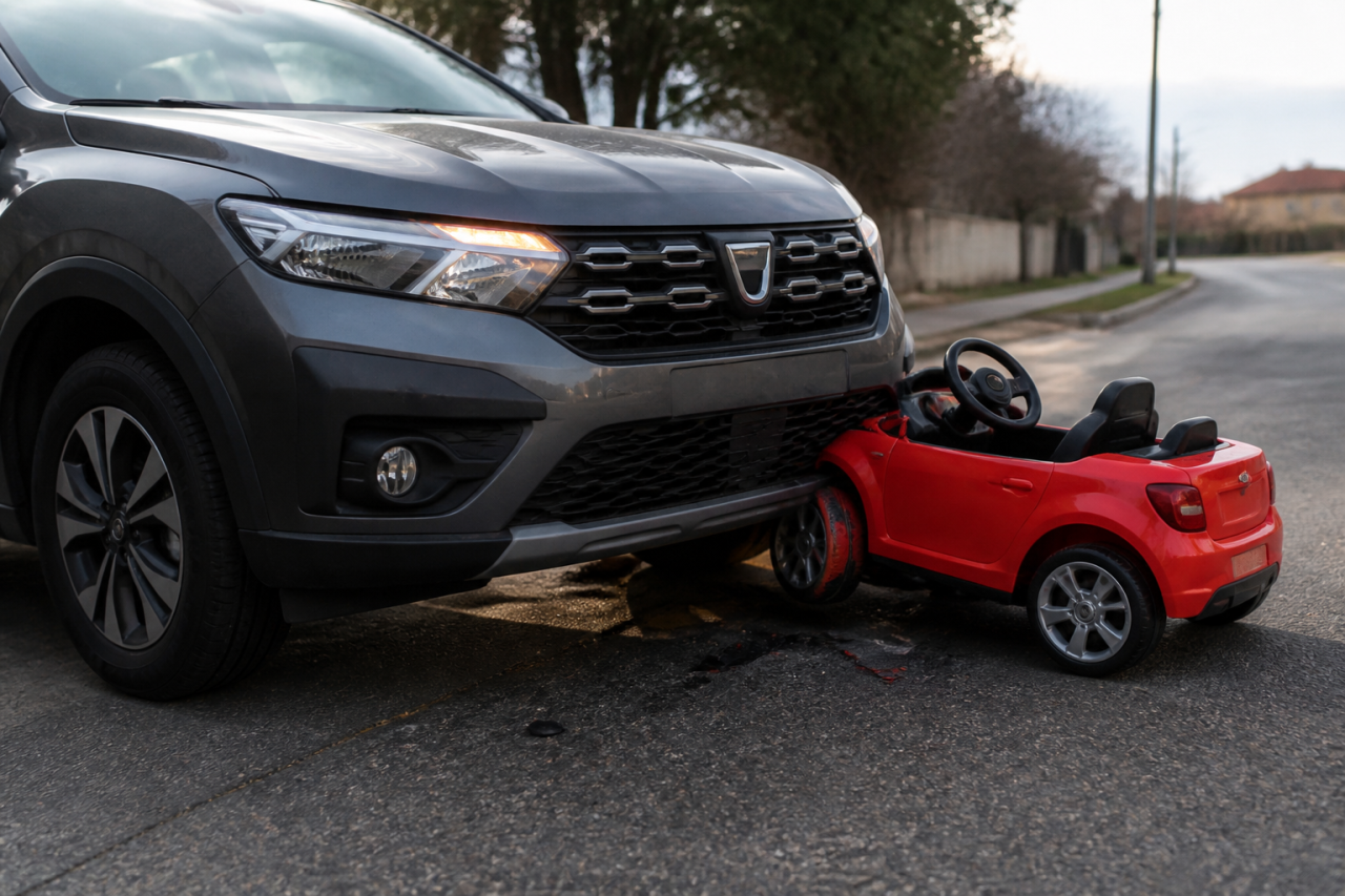 Dacia удари детска акумулаторна кола в Чирпан