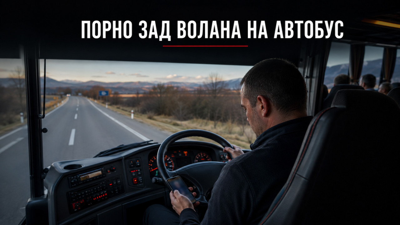 Шофьор гледа порно зад волана на автобус