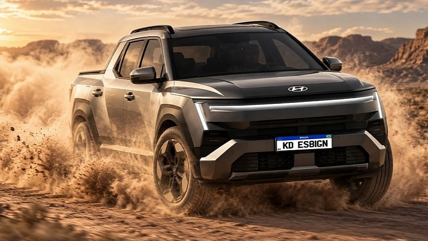 Hyundai Santa Cruz 2028 получи по-агресивен дизайн в нови рендери