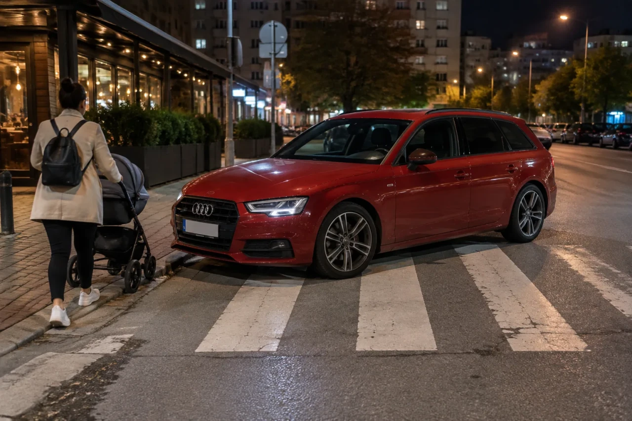 Audi Avant блокира пешеходна пътека в София