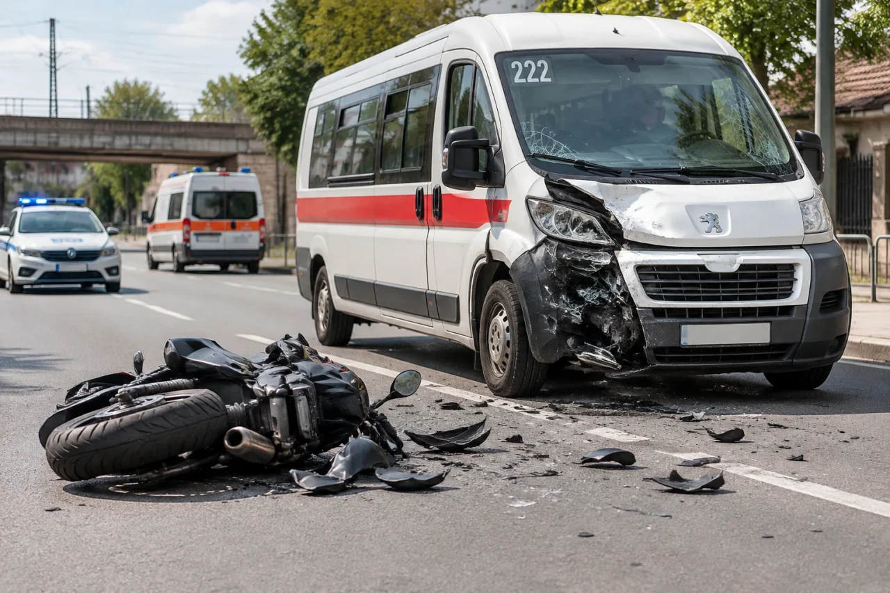 Автобус по линия 222 и мотор се удариха челно в Пловдив