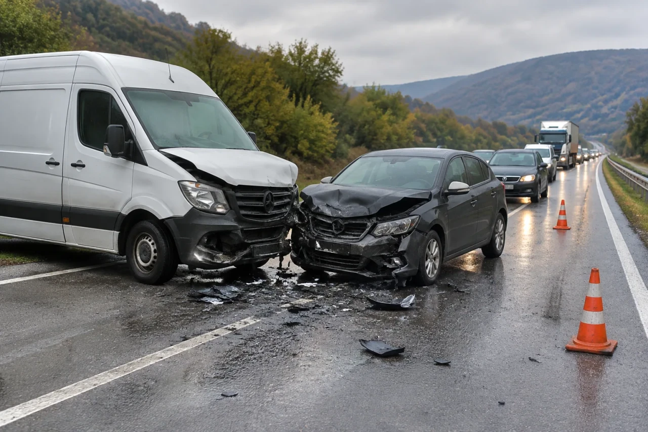 Катастрофа край Мездра затрудни движението по път I-1