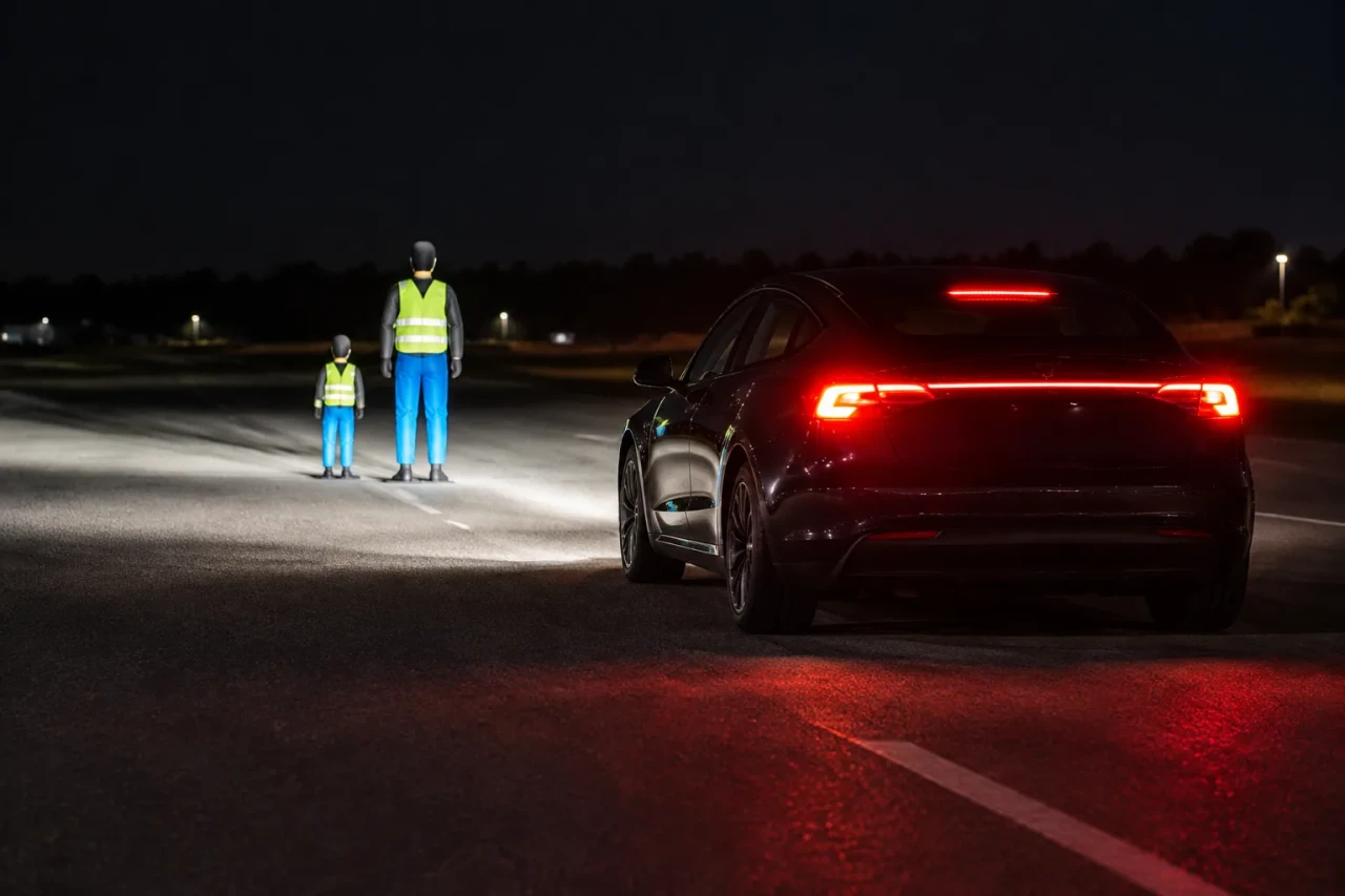 ADAC тест: Нощем светлоотразителите объркват аварийното спиране