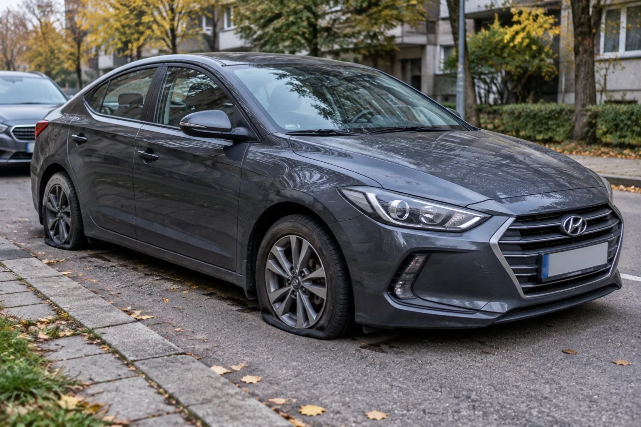 Hyundai с нарязани 4 гуми в Стара Загора