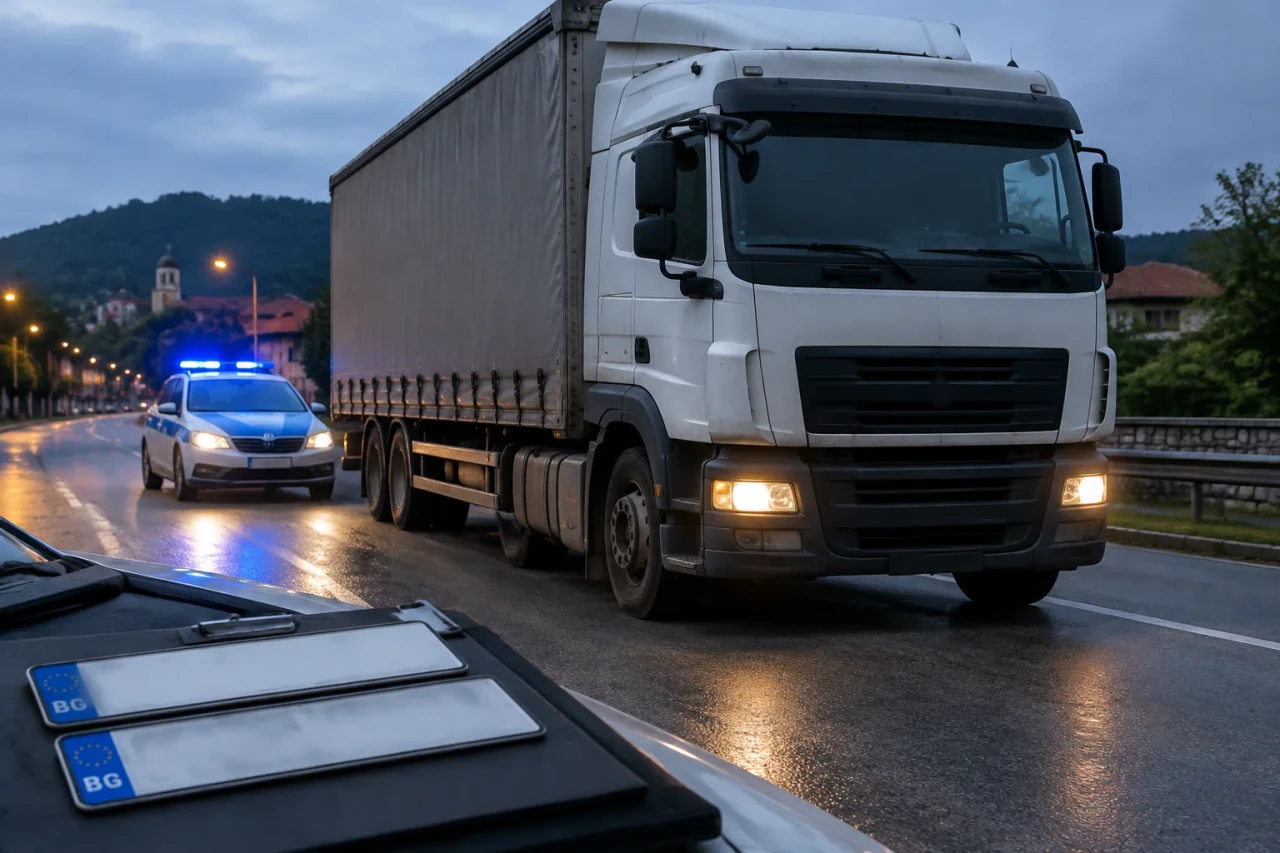 Полицията в Елена спря камион с чужди табели