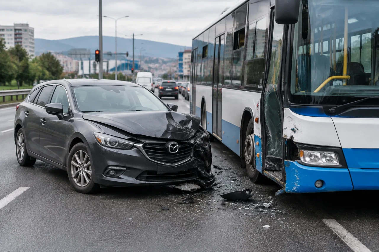 Мазда и автобус се удариха на Кукленско шосе